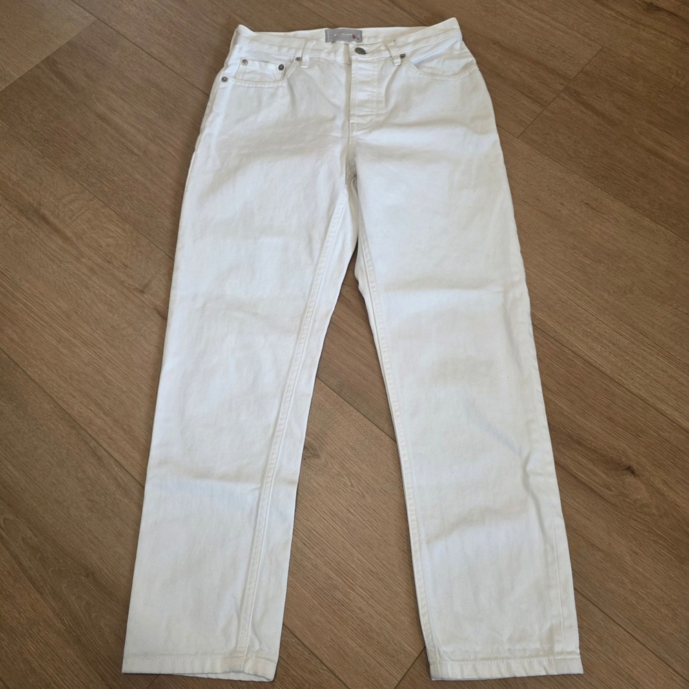 Everlane The Cheeky Jean White High Rise Straight Leg Button Fly Denim 26 Crop